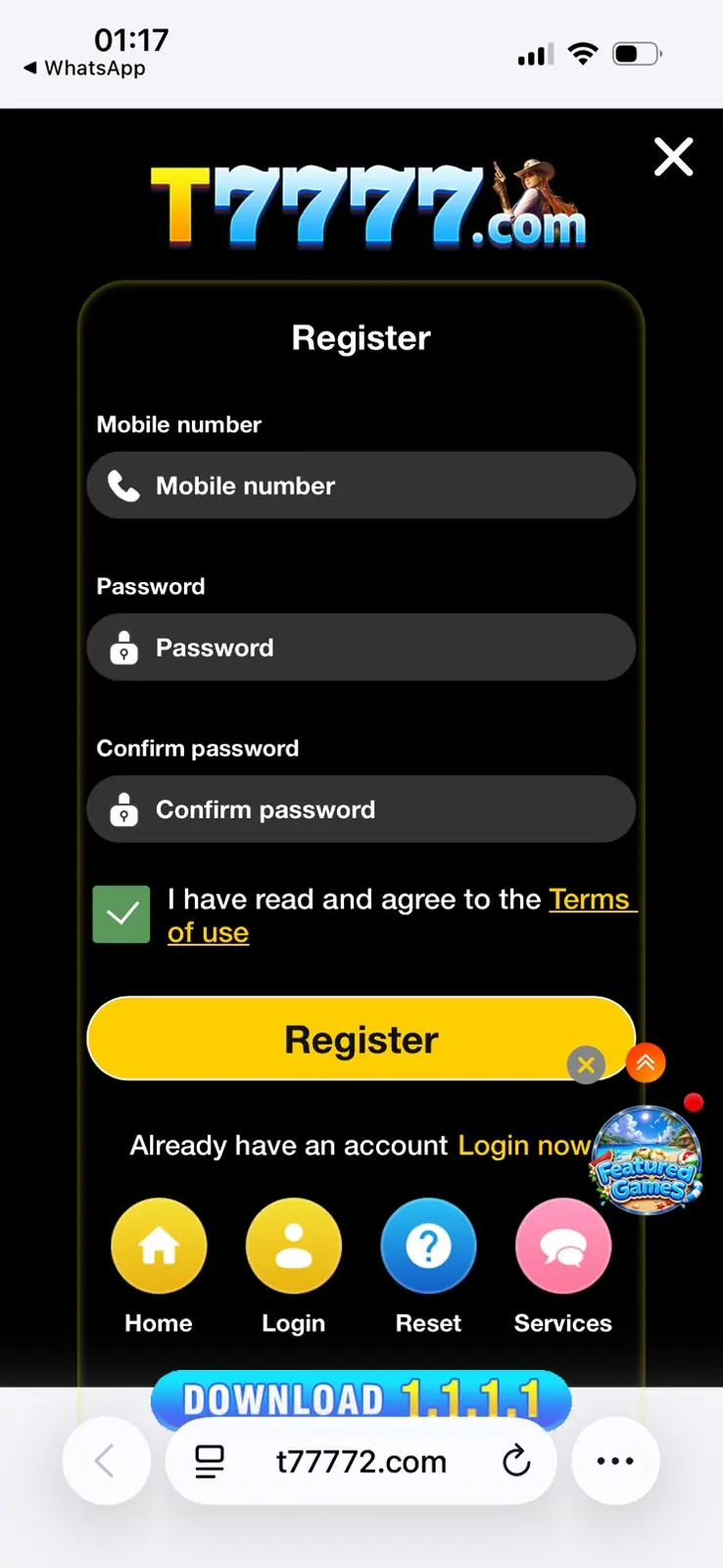 T7777 login